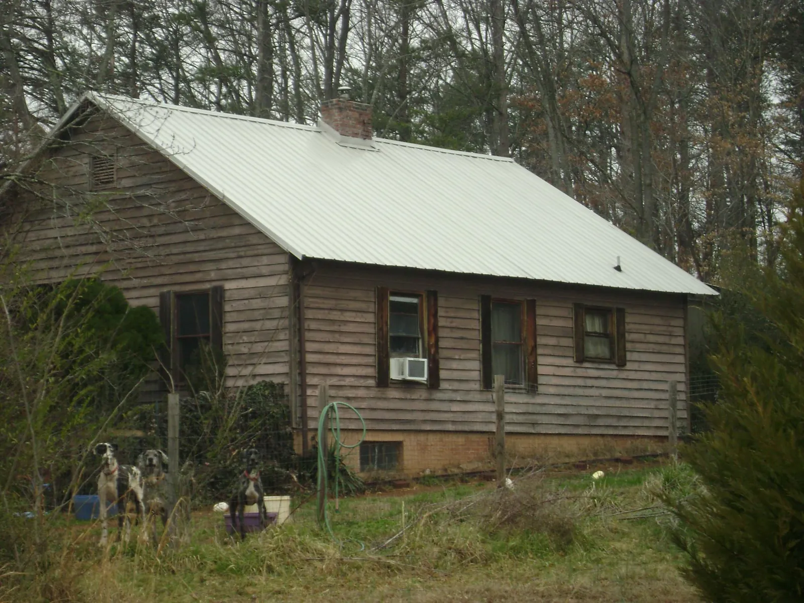 White metal roof on an old wood sided farmhouse, from a Metal Roof Installation job in Scotland Neck
